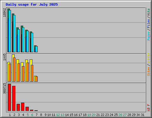 Daily usage for July 2025